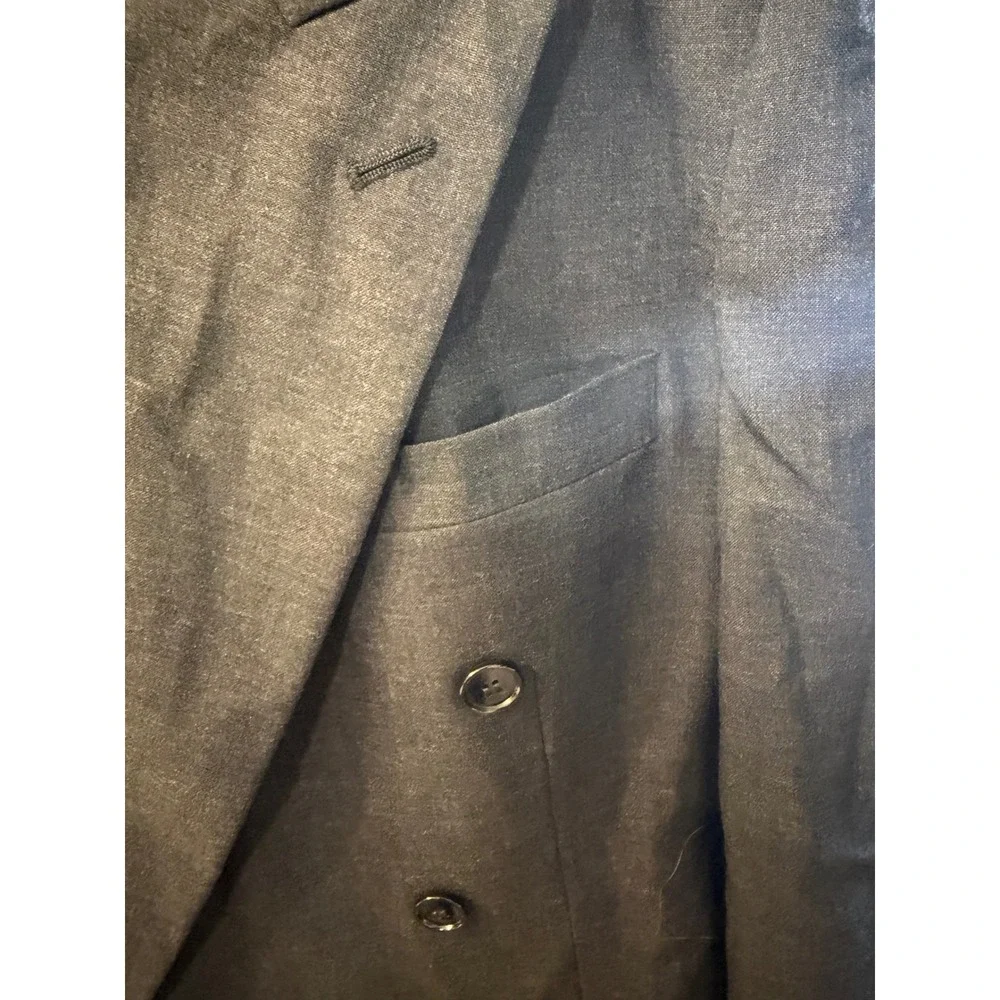 Paulo Solari Mens 40S Double Breasted Blazer Charcoal Gray 100% Wool Suit Jacket